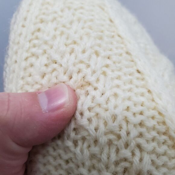 Irish Woolen Mills Sweater Mens Medium Beige Wool Cableknit Roll Neck Fisherman - Picture 5 of 11